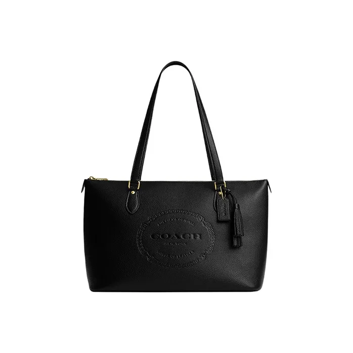 COACH Gallery Leather Tote Bag, Shopping Bag, Handbag, Shoulder Bag Women's Black
