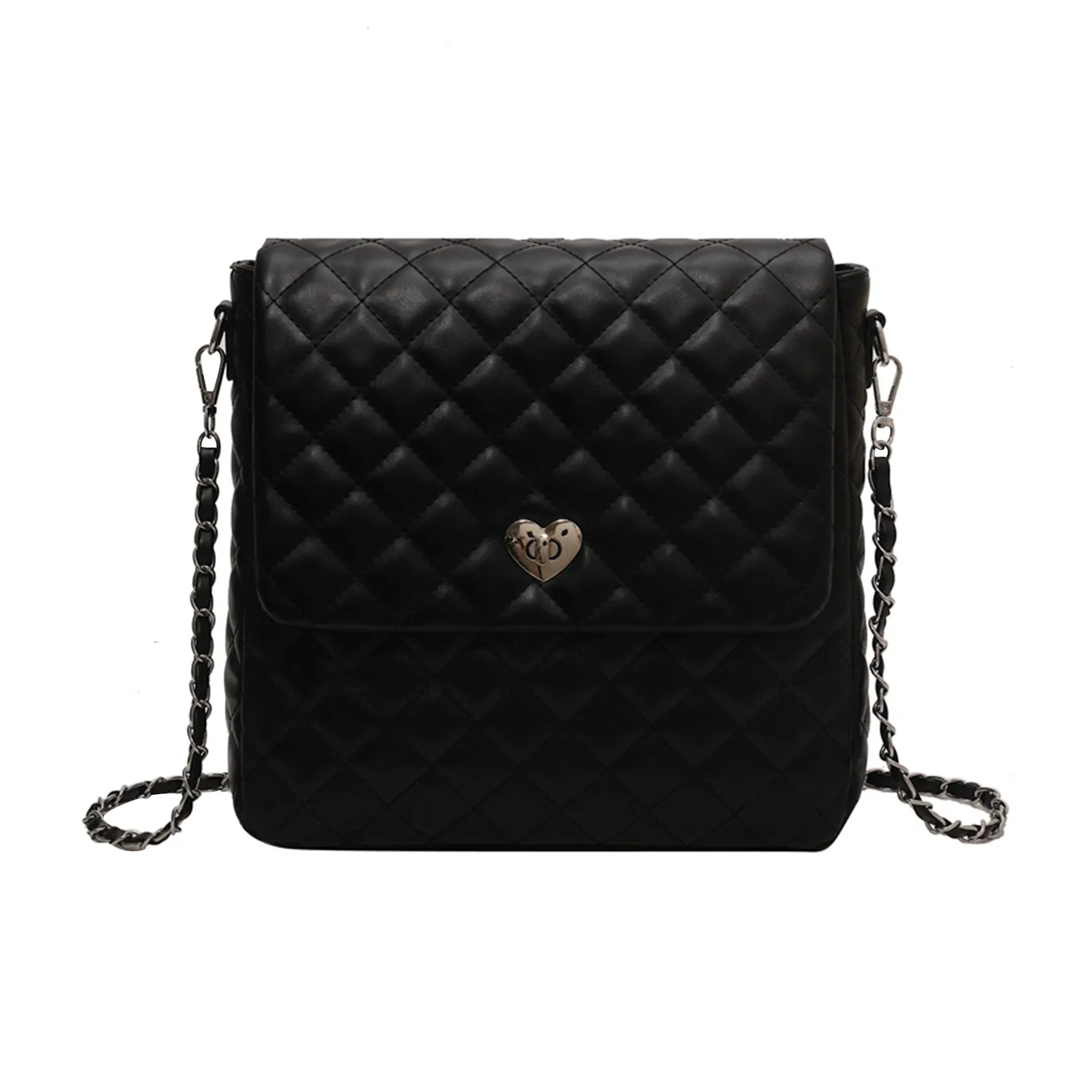 UNITE STAR PU Chain Bag Backpack Shoulder Bag Women's Black Diamond Grid/White Diamond Grid/Pink Diamond Grid