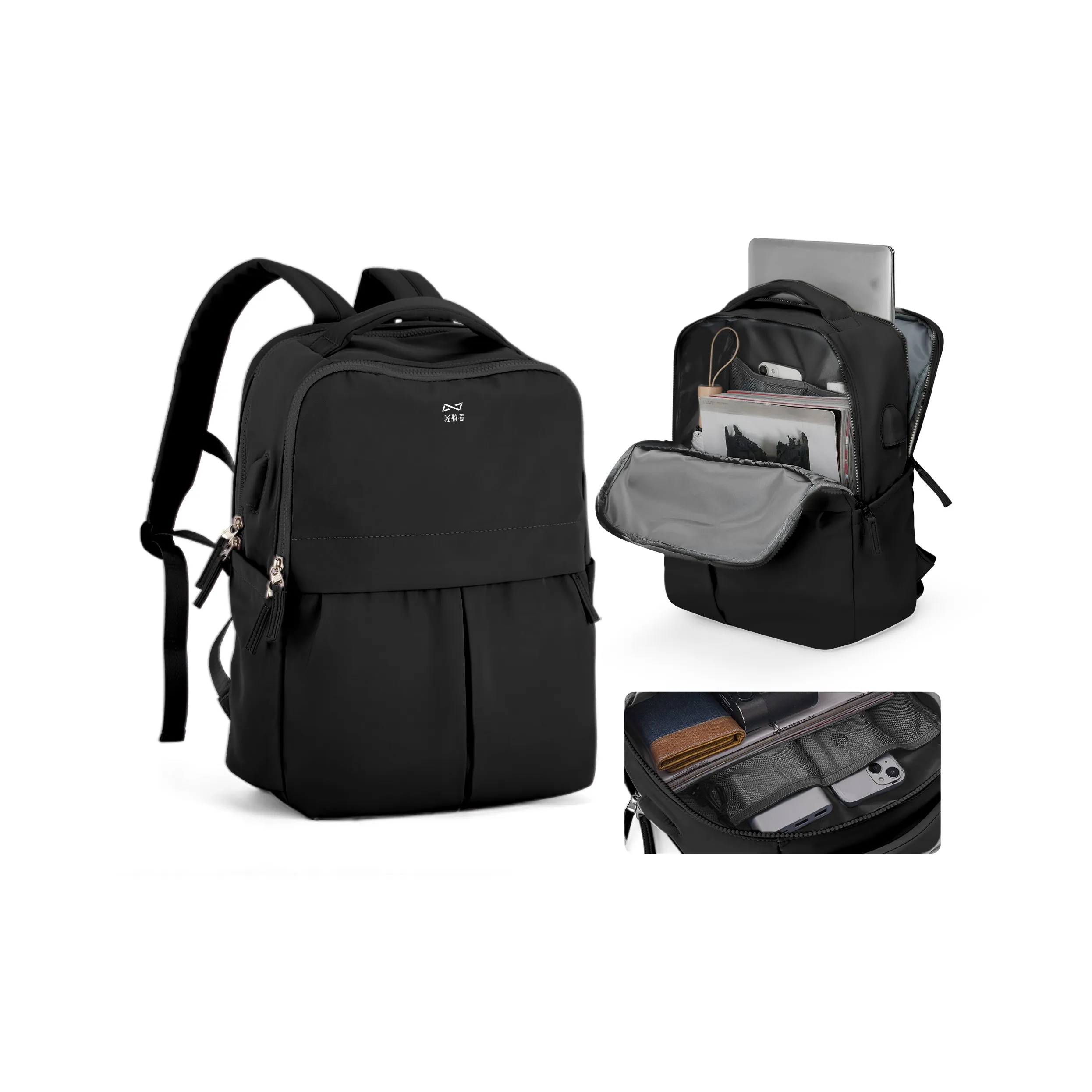 QING QI ZHE Ткань Ноутбук Сумка Дорожная Сумка Рюкзак Унисекс Черный Серый Синий Зеленый Экрю Фиолетовый