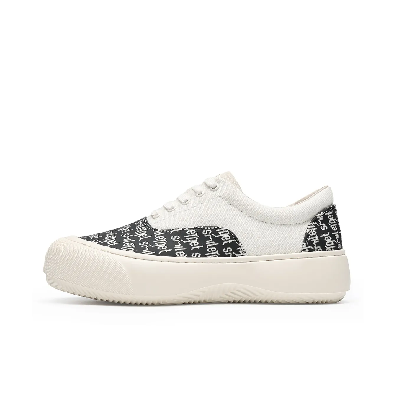 SMILEY France Smiley Face Low-Top Canvas Shoes Men's White Black
