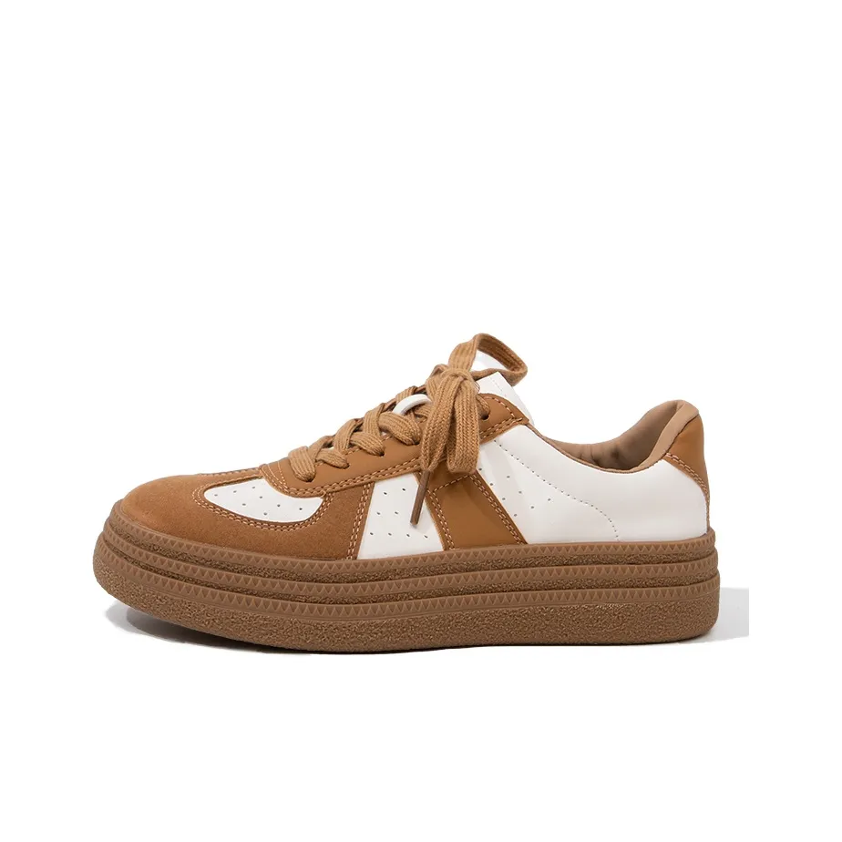 Feiyue Anti Slip Wear Resistant Low Top Skateboard Shoes Women's White/Brown