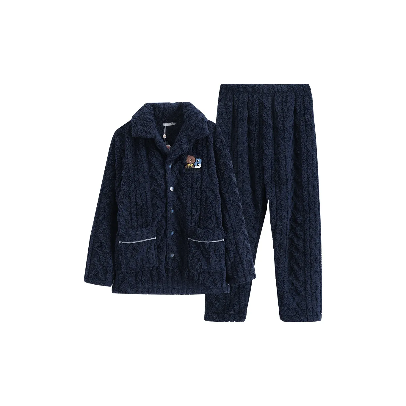 FENTENG x LINE FRIENDS Brown Bear Пижамный комплект Мужской Королевский синий