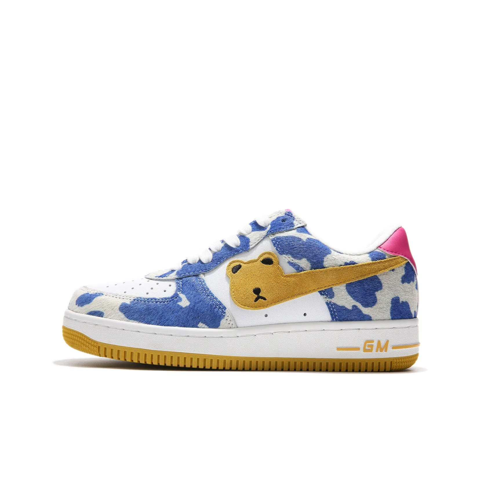 GOLD MEMBER BEAR Anti Slip Wear Resistant Low Top Skateboard Shoes Unisex Blue White