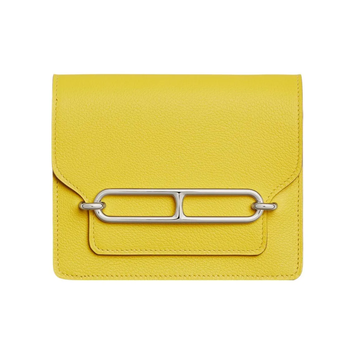 HERMES Roulis Evercolor Calfskin Pig Nose Clutch, Fanny Pack, Wallet Regular Women's Lime/White