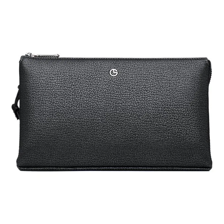 GOLDLION Cow Leather Clutch Medium Size Men's Black
