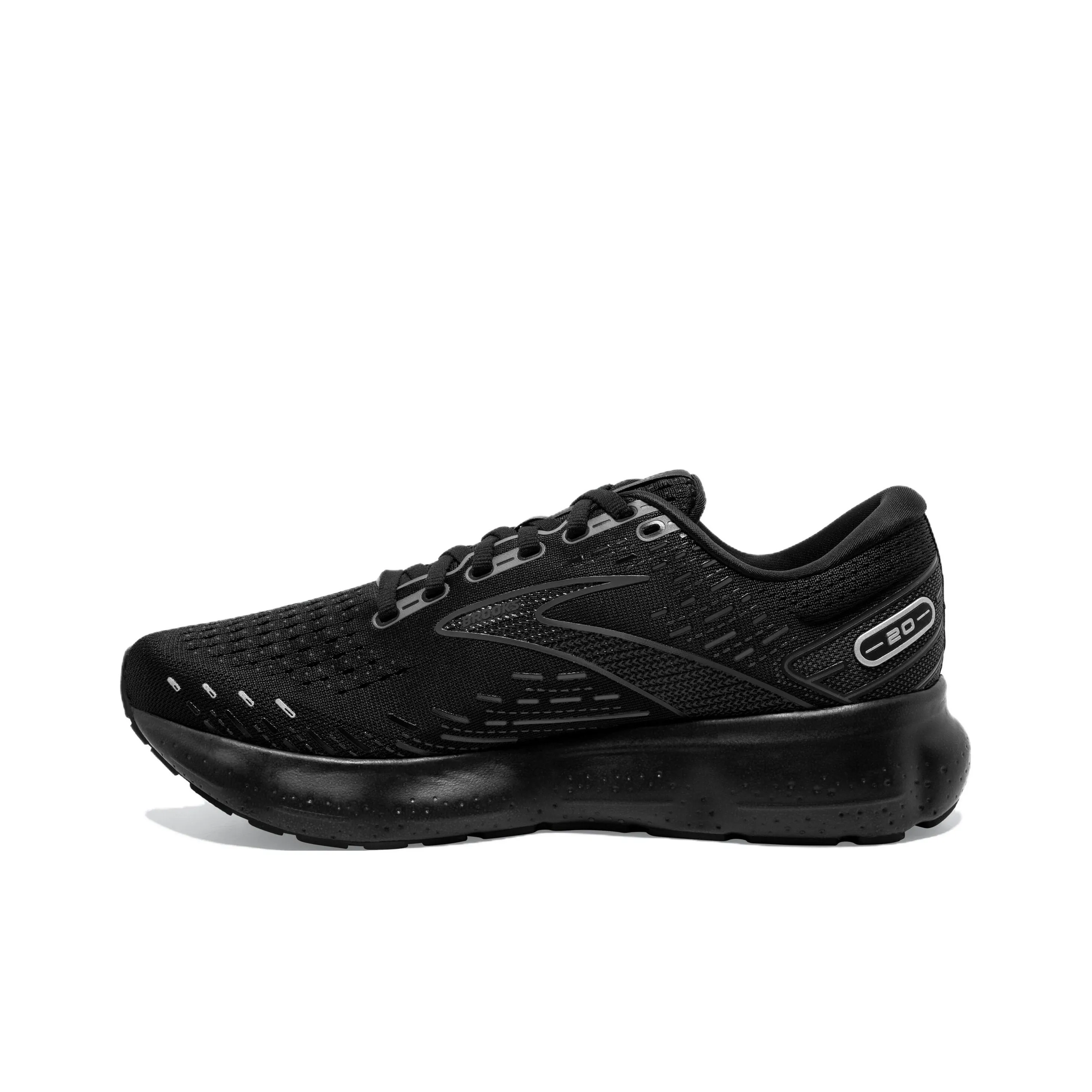 brooks medial Glycerin 20 Abrasion Resistant Shock Absorbers Low Top Running Shoes Men's Black