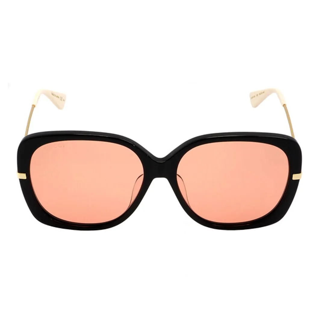 GUCCI Acetate Irregular Shape Sunglasses Unisex Gold