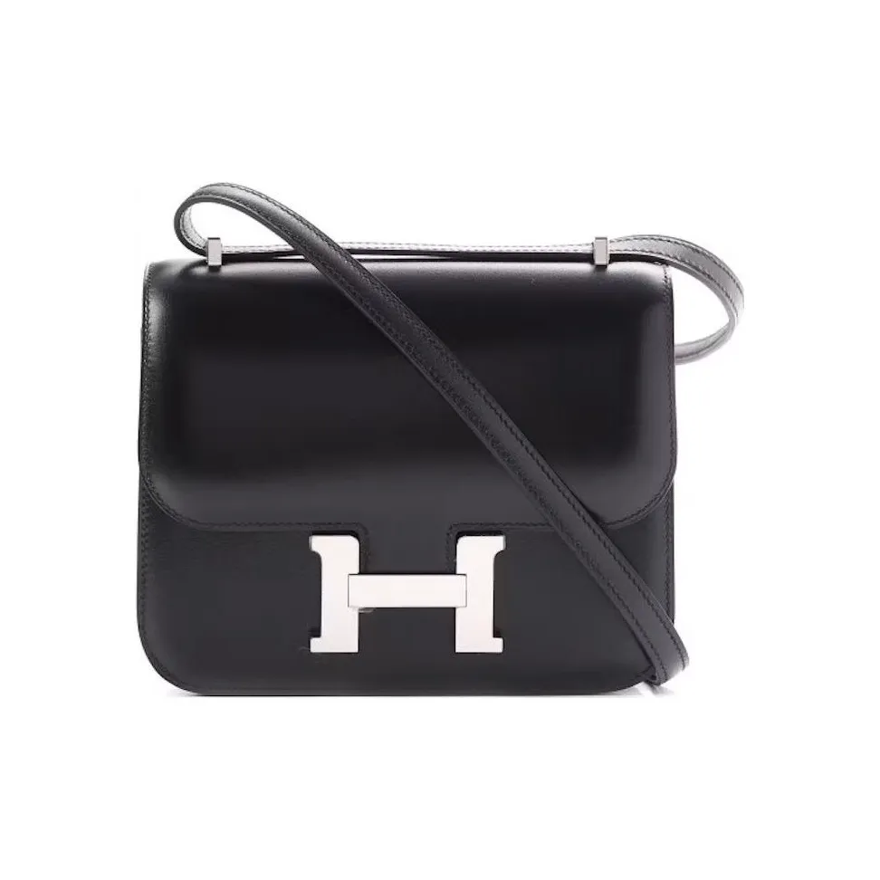 HERMES Constance Box Leather Shoulder Bag, Crossbody Bag Mini Women's 89Noir Black