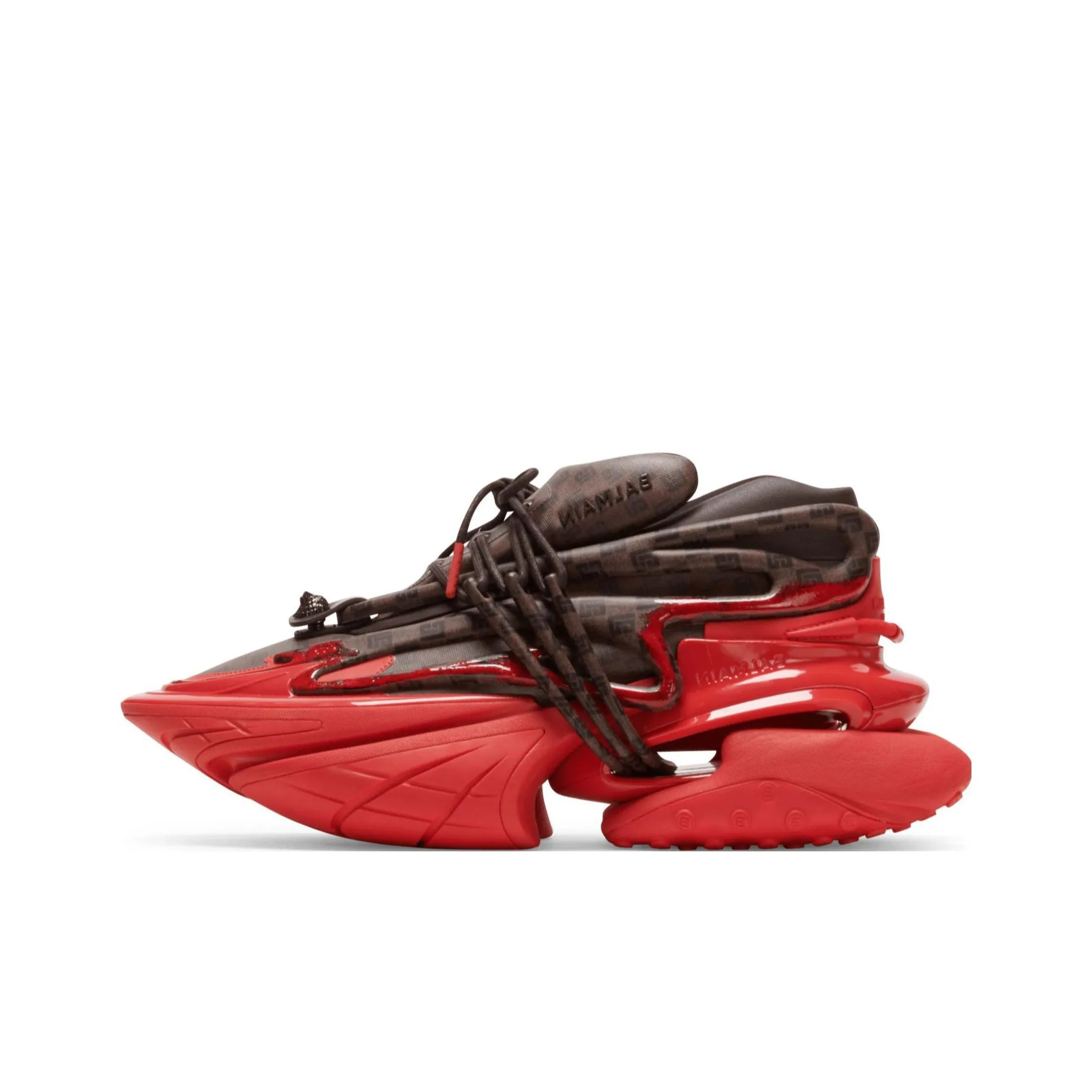 BALMAIN Unicorn Low 'Monogram   Brown Red'