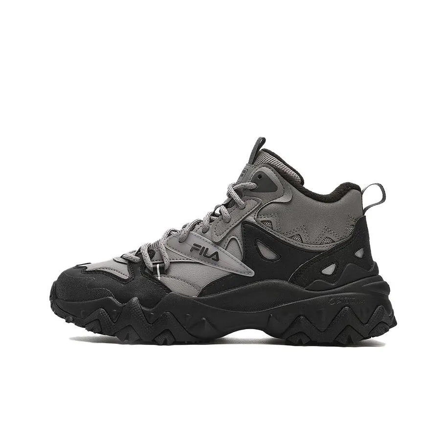 fila Mens Disruptor Mid High Top Shoes 'Black Sky Grey' Women's