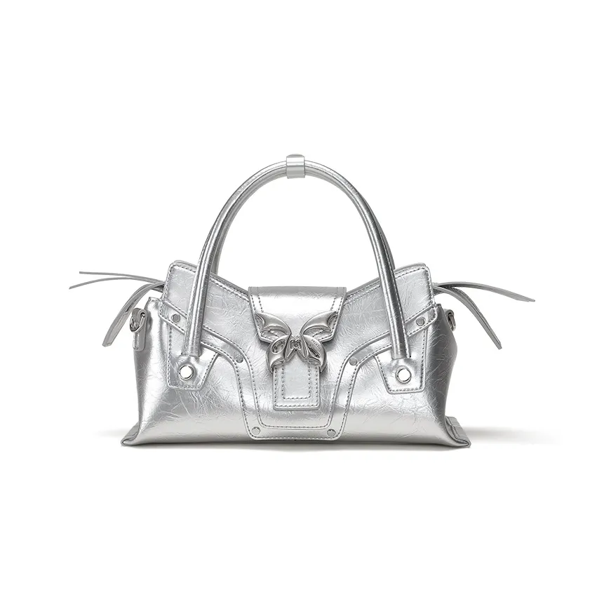 Omentar Коровья кожа Одно плечо Сумка Маленькая Женская Серебряный Черный Белый