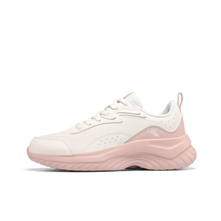 361° Свет Bounce Коллекция Устойчивый к истиранию Низкий Топ Беговые кроссовки Женские Перьевой Белый Свежий Розовый