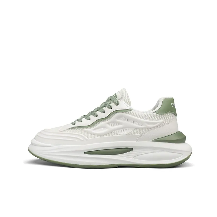 DEERWAY Abrasion Resistant, Breathable, Lightweight Low Top Casual Shoes Men's White Light Green