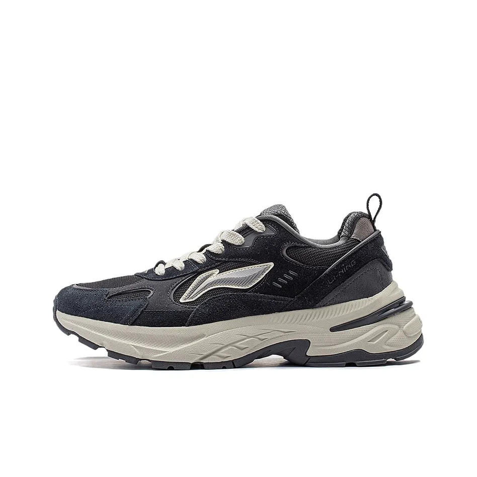 LiNing Beichen Cushioning, Slip Resistant, Abrasion Resistant Support Low Top Chunky Sneakers Men's Black Gray