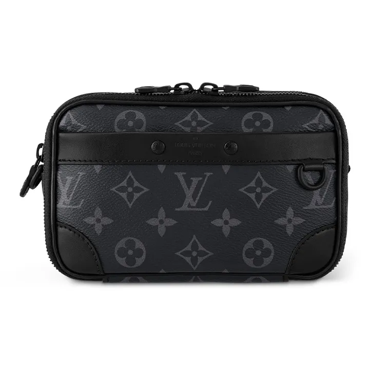 Portefeuille Onthego Louis Vuitton Zippy en toile damier gris Graphite et cuir noir