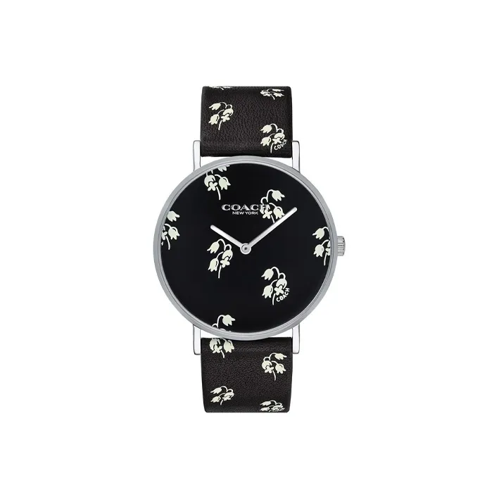 COACH Perry Женские часы Кварцевый механизм Естественная кожа Ремешок 36 мм Черный циферблат