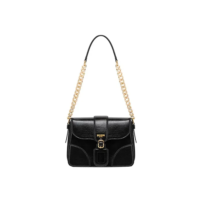 MOSCHINO Goatskin Crossbody Bag, Shoulder Bag Regular Women's Black