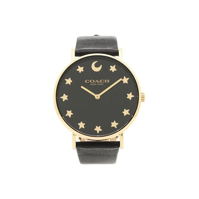 COACH Наручные часы Кварцевый механизм Кожаный ремешок 36 мм Черный циферблат Женские часы