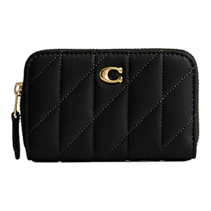 COACH Zip Around Nappa Sheepskin Coin Wallet Wallet Card Holder Small Women's Black