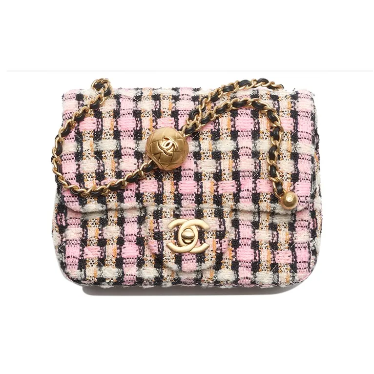 CHANEL Wool Twill Soft Woolen Flap Bag, Shoulder Bag, Crossbody Bag Mini Women's Pink