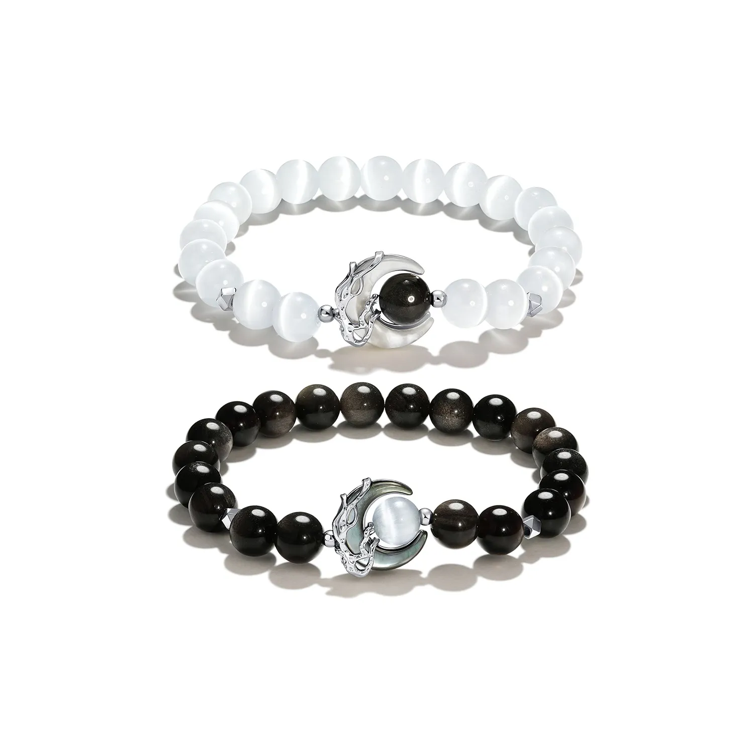 LEONAJ Искусственный Стекло Кошачий глаз Обсидиан Жемчужная раковина Медный сплав Калцит Серебряный SHEEN Обсидиан