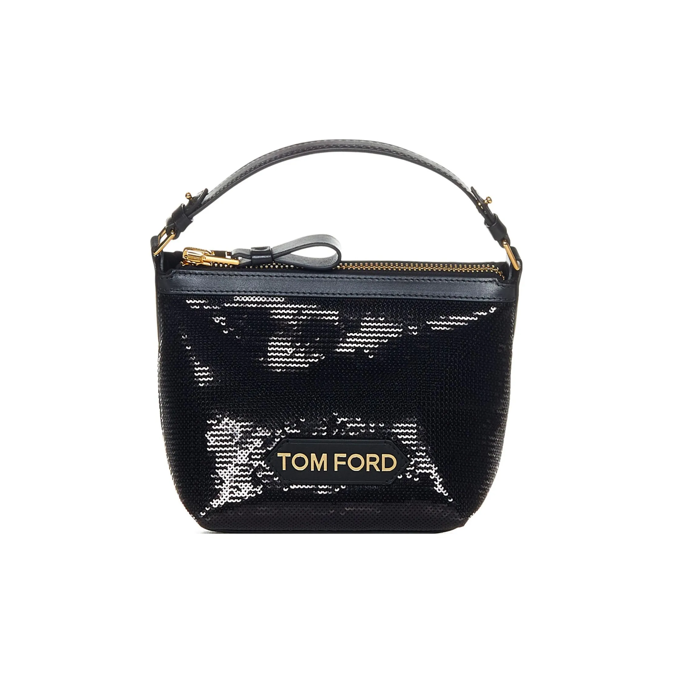 TOM FORD Silk With Calfskin Shoulder Bag, Crossbody Bag, Handbag Trumpets Women's Black