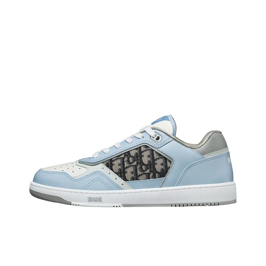 DIOR B27 Low Light Blue White And DIOR Gray Smooth Calfskin With Beige And Black DIOR Oblique Jacquard