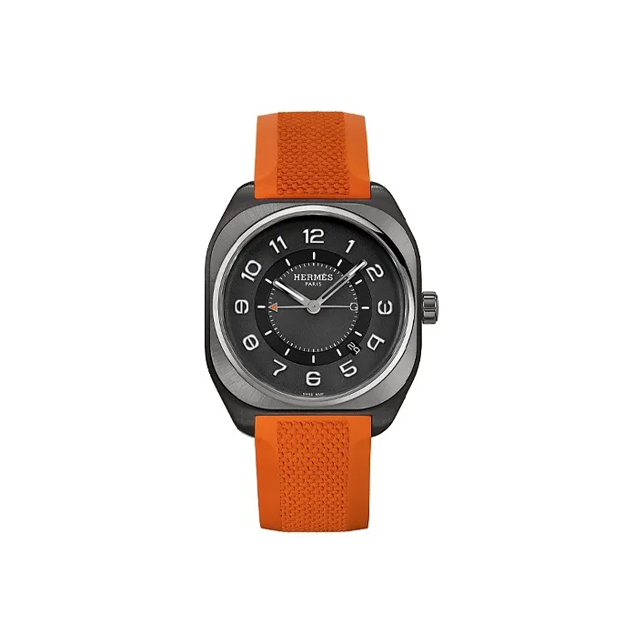 HERMES Hermès H08 Collection Wrist Watch Automatic Mechanical Movement Rubber Strap 42mm Gray Dial Men's Watches
