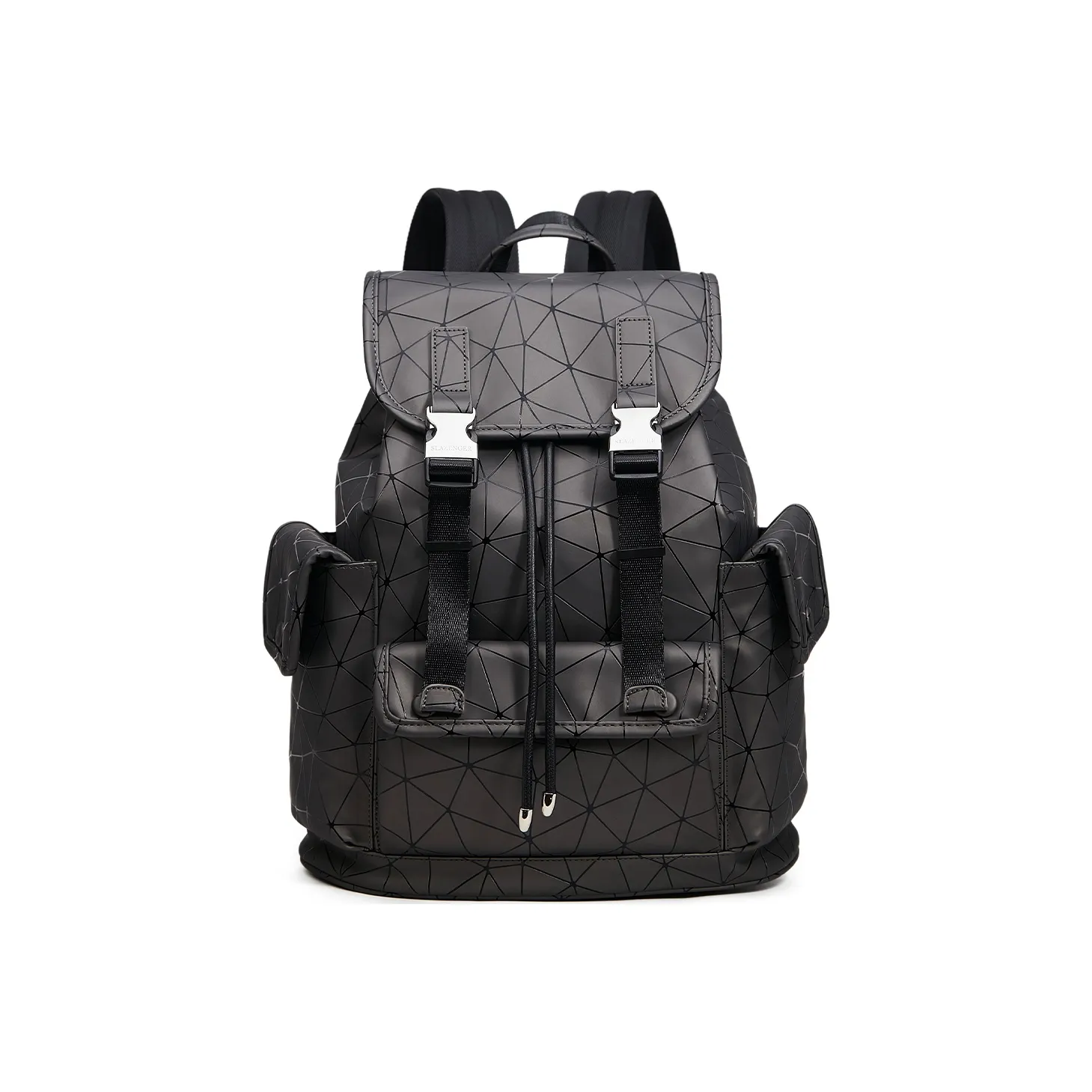 Slazenger Wear Resistant PU Soft Leather Backpack Large Size Unisex Hexagonal Dark Gray Brown