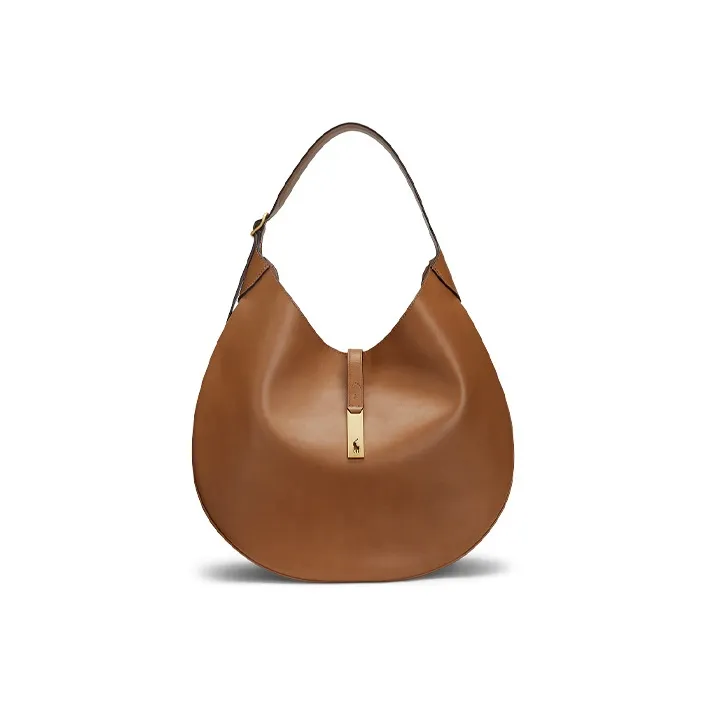 Polo Ralph Lauren Cow Leather Handbag Shoulder Bag Women's Light Brown