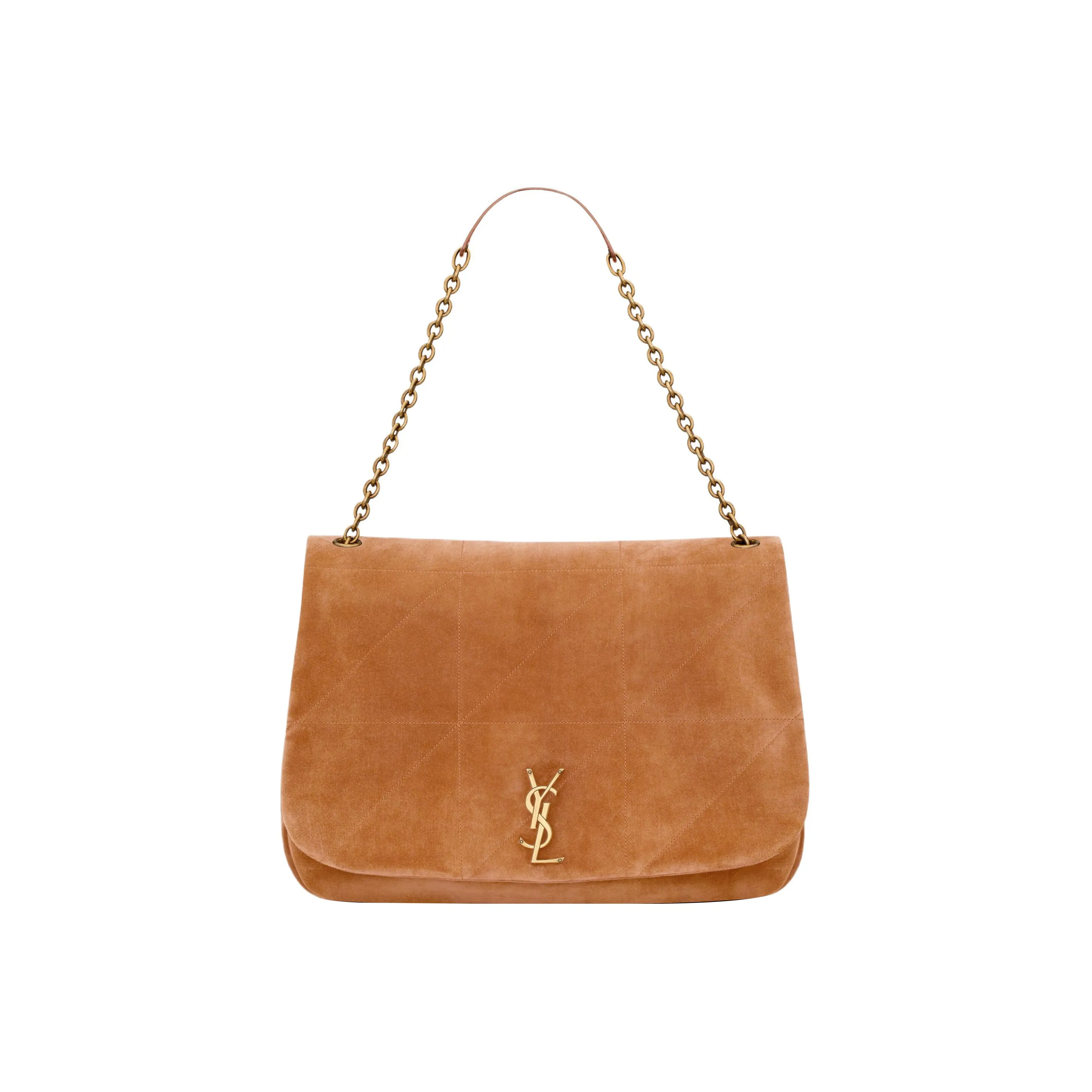 SAINT LAURENT Jamie Suede Handbag, Shoulder Bag Extra Large Women's Brown Caramel Candy