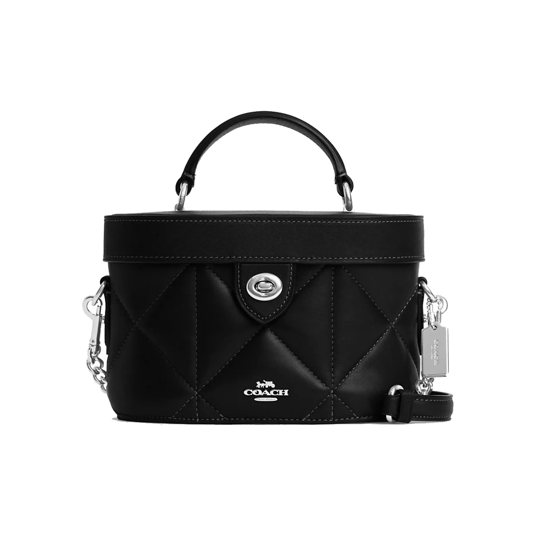 COACH Kay Напп Кожа Коробка Сумка Сумка Сумка через плечо Сумка через плечо Маленькая Женская Черная