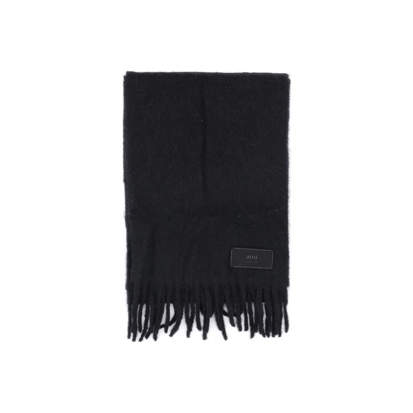 AMIPARIS Paris Logo Patch Fringed Edge Scarf