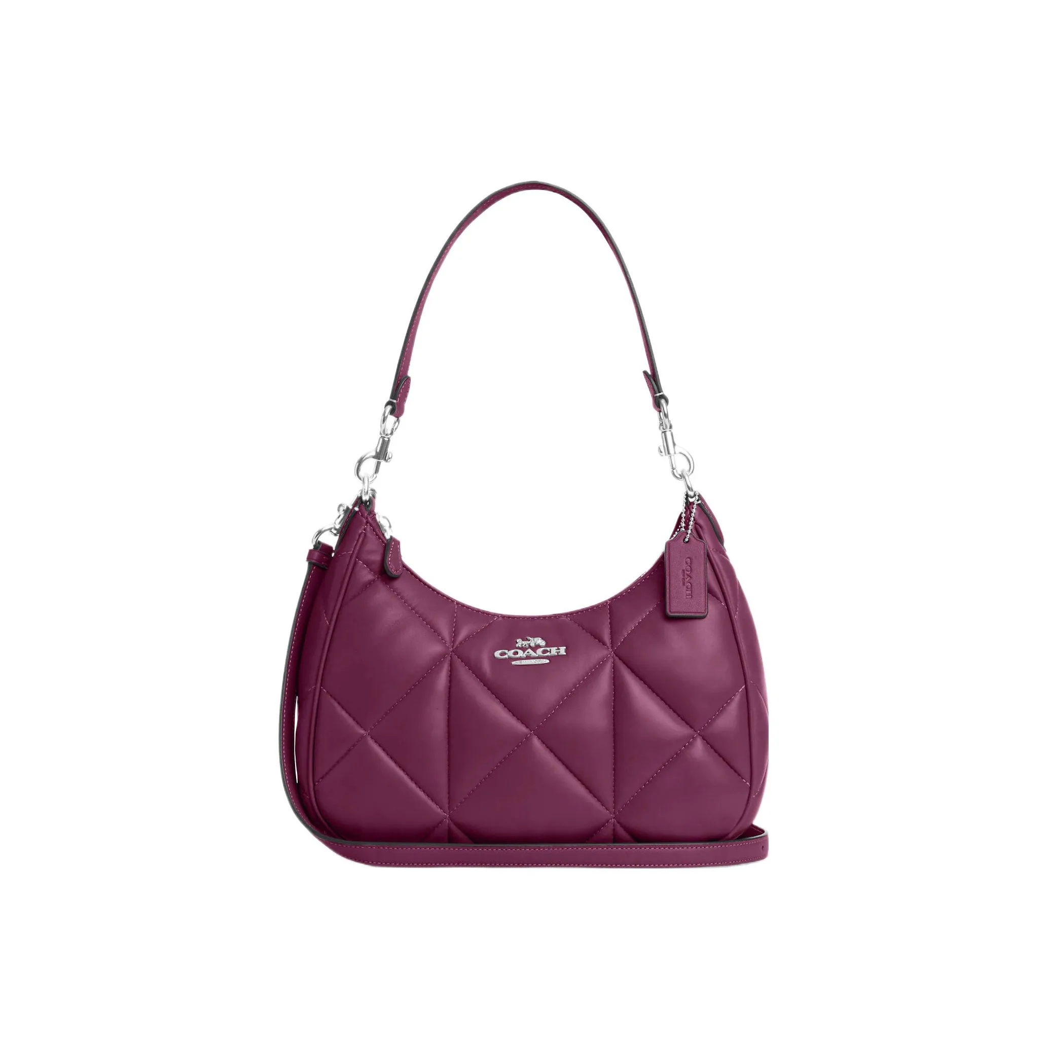 COACH Teri Nappa Leather Shoulder Bag, Handbag, Shoulder Bag Women's Dark Berry