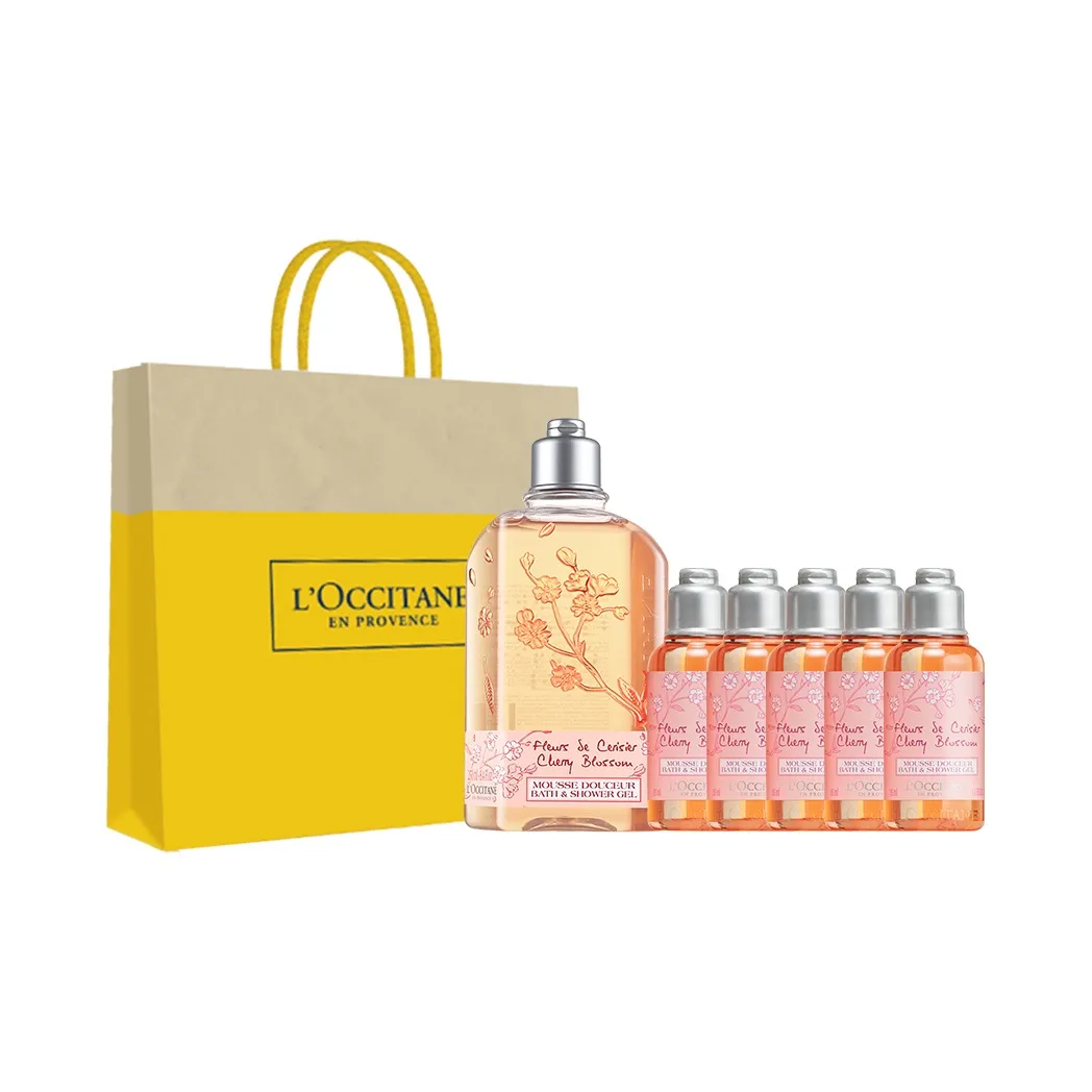LOCCITANE Сладкий Вишневый цветок Fragrance Bath Гель Наборы для ухода Ароматический 250 мл + 5 пробных бутылочек