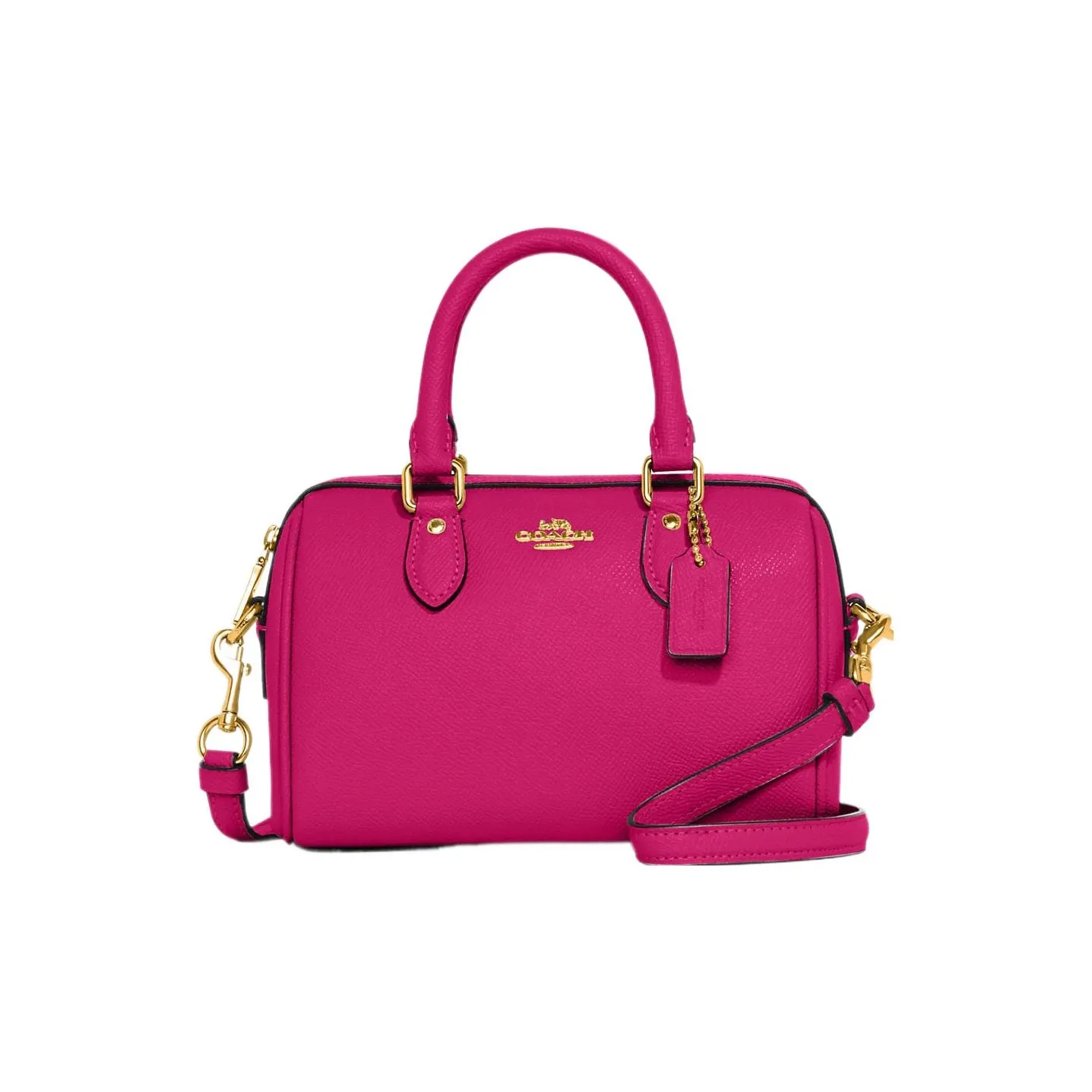 COACH Rowan Крестовина Текстура Кожа Бостон Сумка Сумка через плечо Сумка мини Женская Вишнево-красная