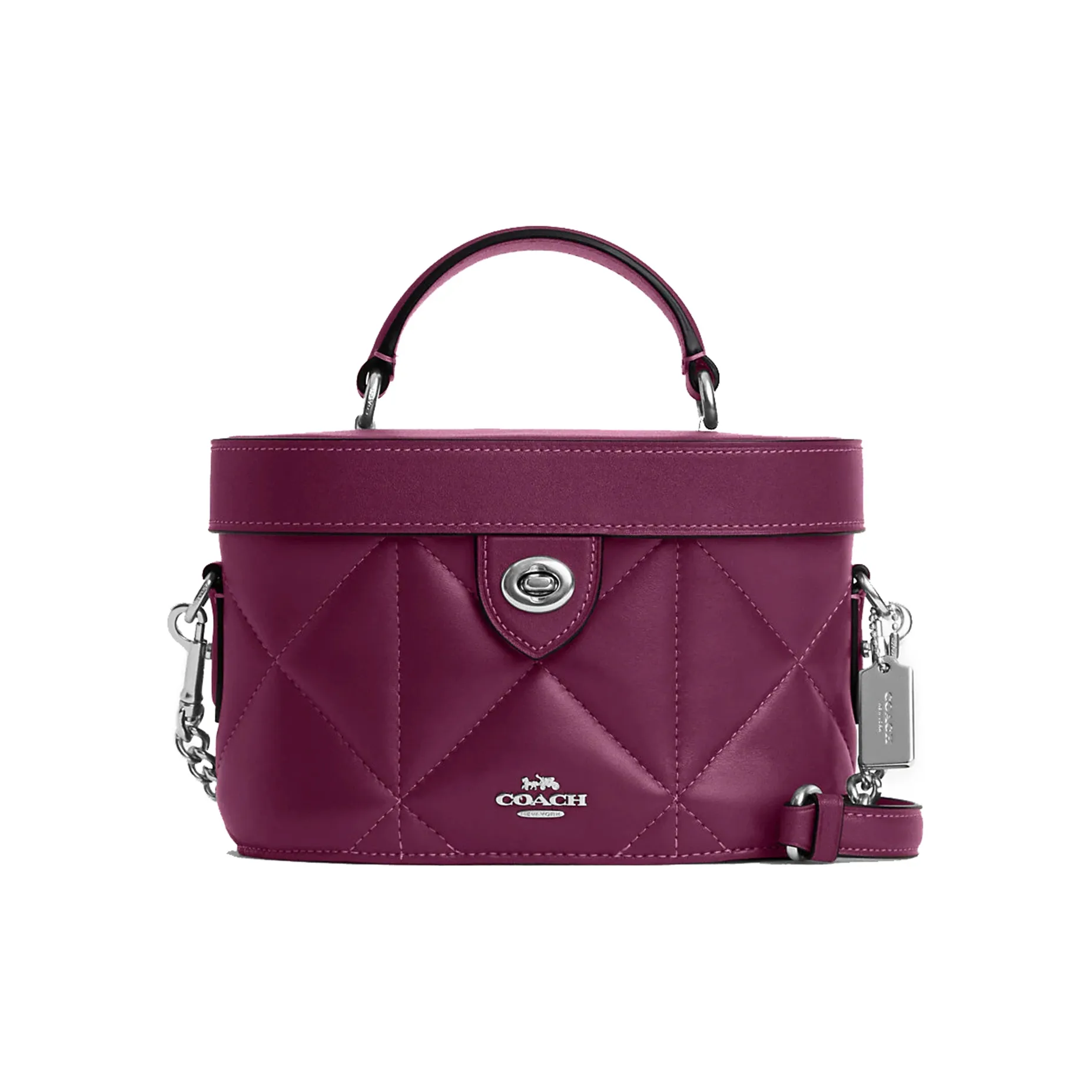 COACH Kay Nappa Leather Box Bag, Handbag, Shoulder Bag, Crossbody Bag Small Size Women's Purple