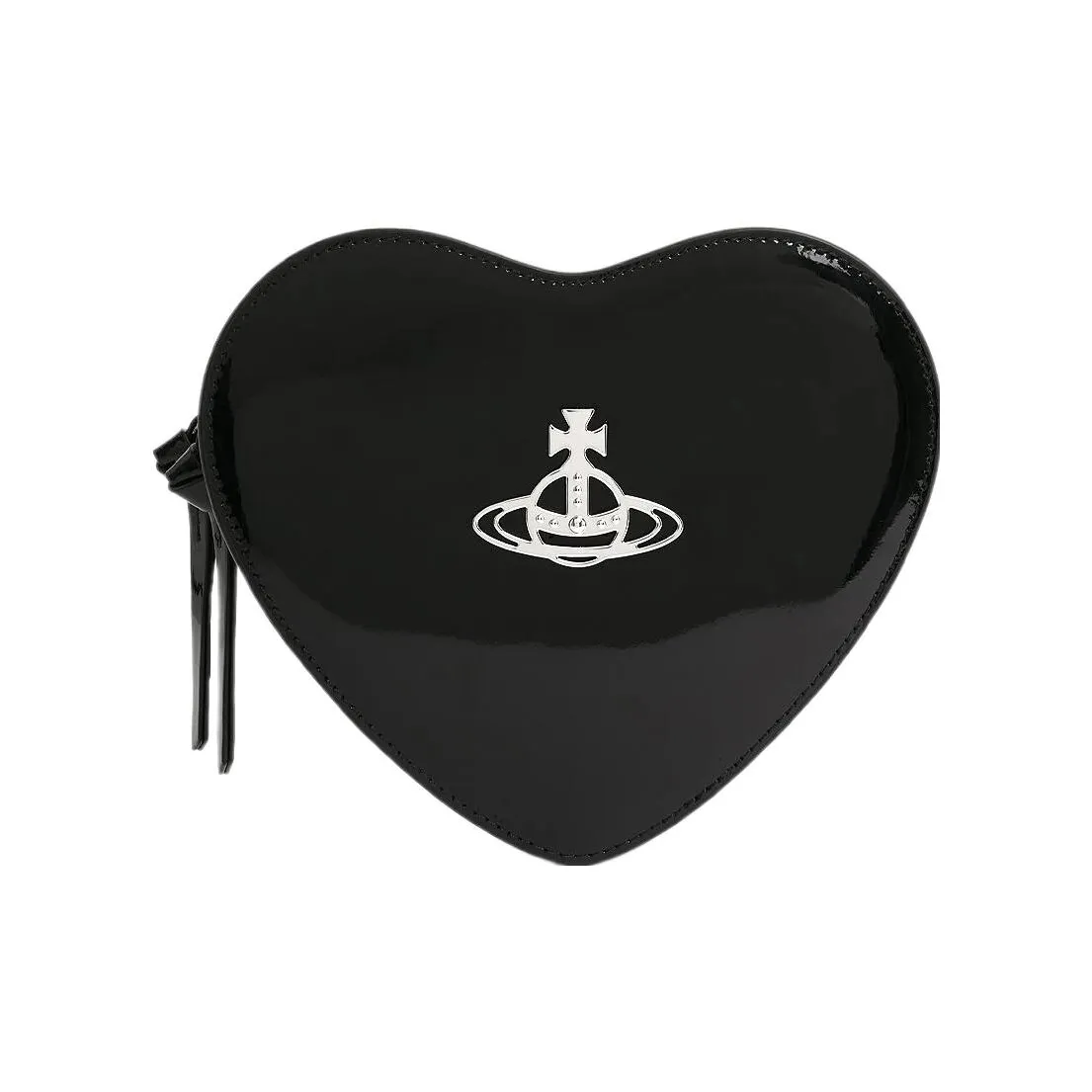 Vivienne Westwood Calfskin Heart Shaped Bag, Shoulder Bag, Crossbody Bag Regular Women's Black