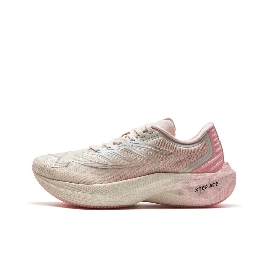 XTEP Integrated Molding Generation 1 Running Shoes Women's Low Top Ivory Pink/Cherry Blossom Pink