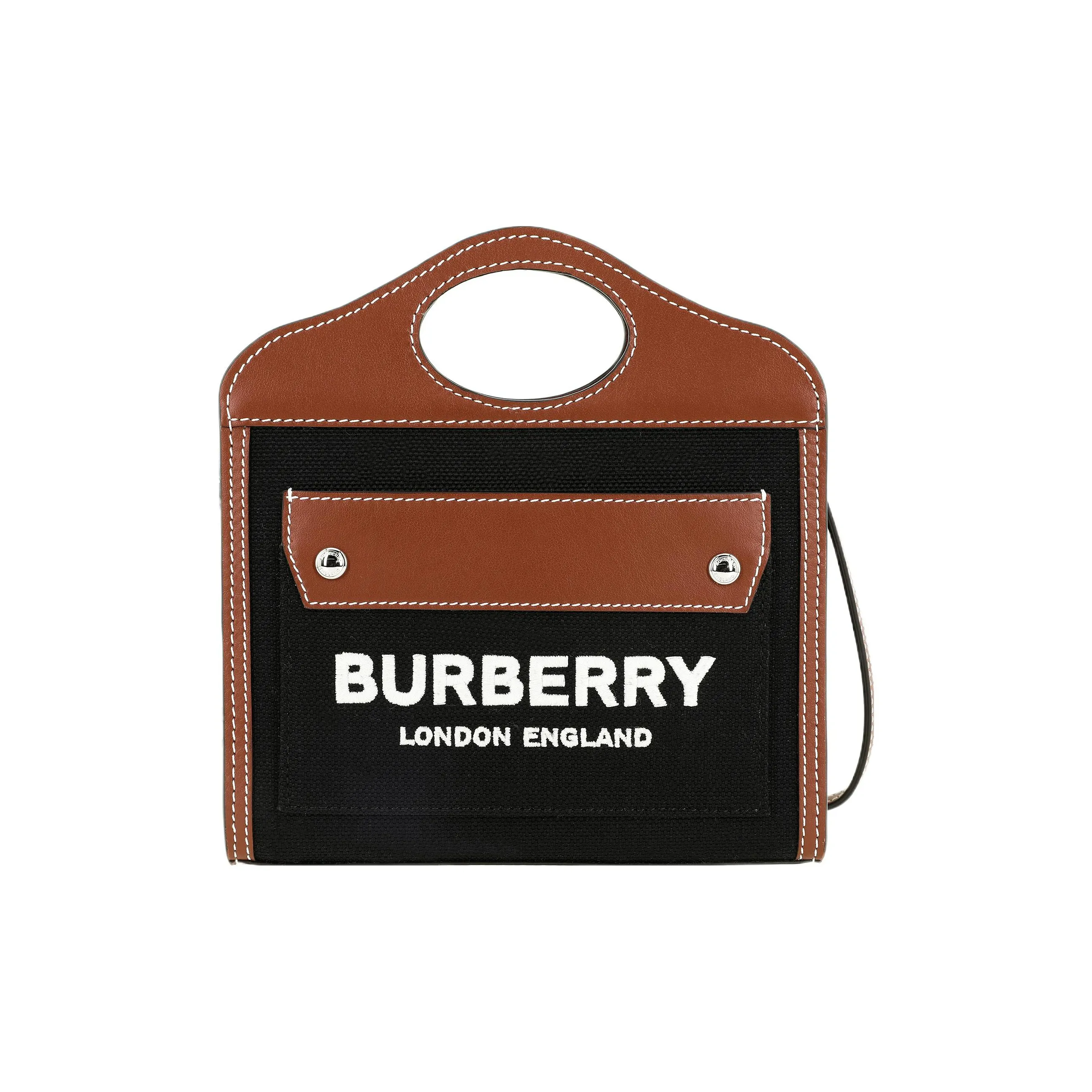 Burberry Canvas With Leather Pocket Bag Shoulder Bag Crossbody Bag Handbag Mini Women
s Black