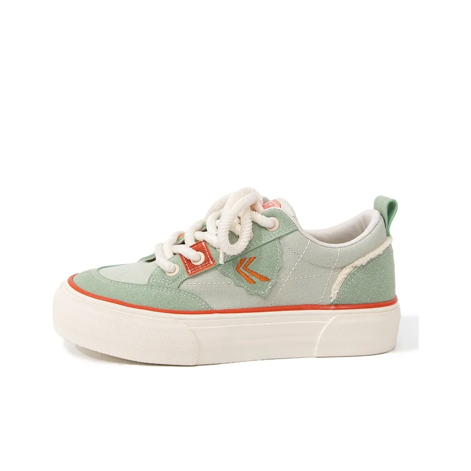 Feiyue Slip Resistant Height Increasing Low Top Platform Canvas Shoes Women's Green
