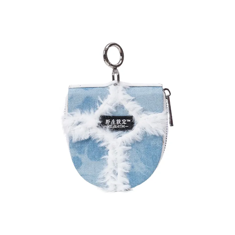 REBIRTH Denim Card Holder Coin Purse Key Pouch Unisex Blue Denim Black Denim