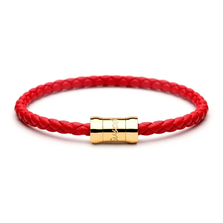 SUSOOK Ручной работы из подлинной кожуры теленка Браслеты Унисекс Красный Черный Золото