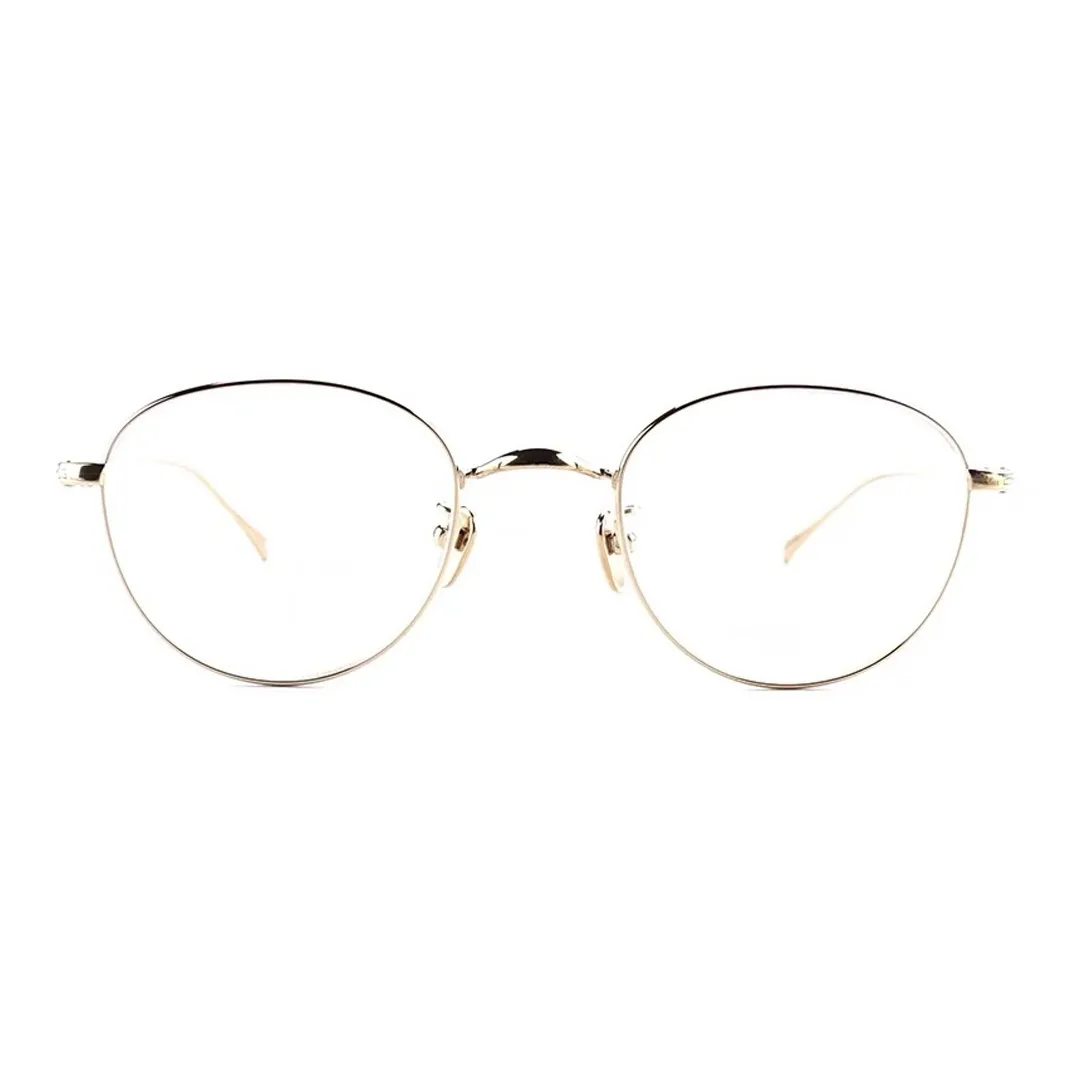 MASUNAGA Titanium Irregular Shape Eyeglass Frames Unisex Gold