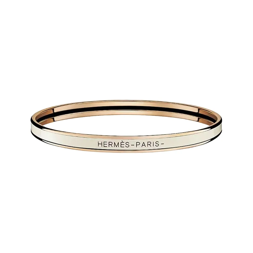 HERMES Rose Gold plated Bangles Women's Cream White