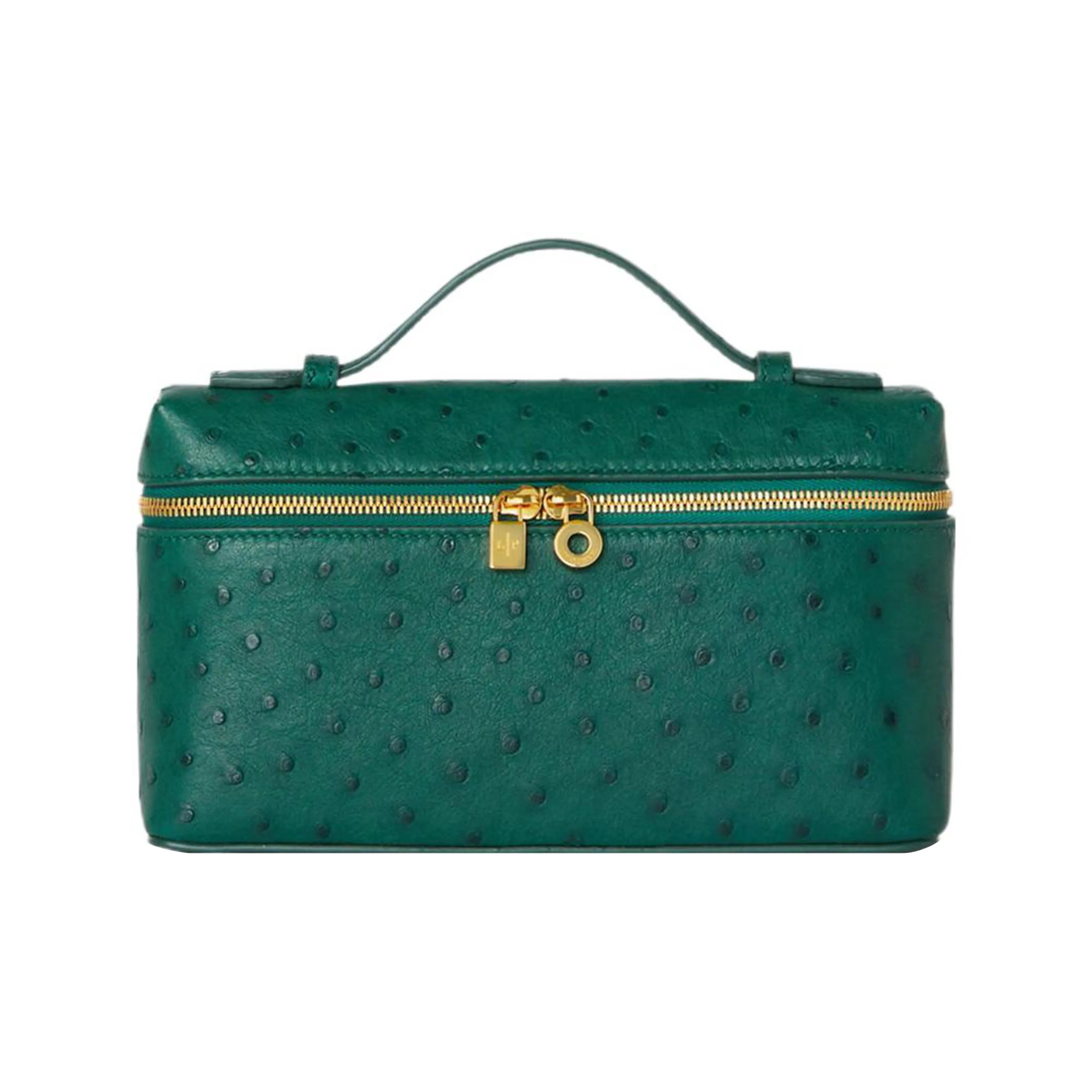 Loro Piana ExtraPocket Ostrich Leather Box Bag, Handbag, Shoulder Bag, Crossbody Bag Regular Women's Green