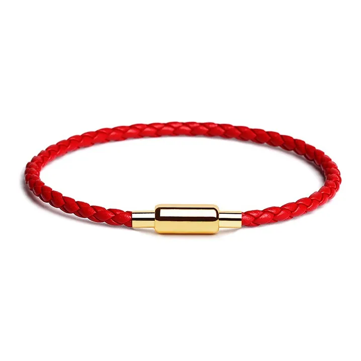 SUSOOK Ручная работа Ткани вязаные Натуральная кожа Шнурки браслеты для рук Унисекс Красный Черный Золотой