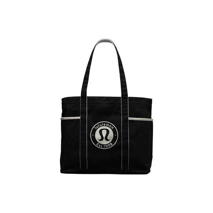 Lululemon Cotton Tote Bag Shopping Bag Shoulder Bag Handbag 6.5L Regular Unisex Black