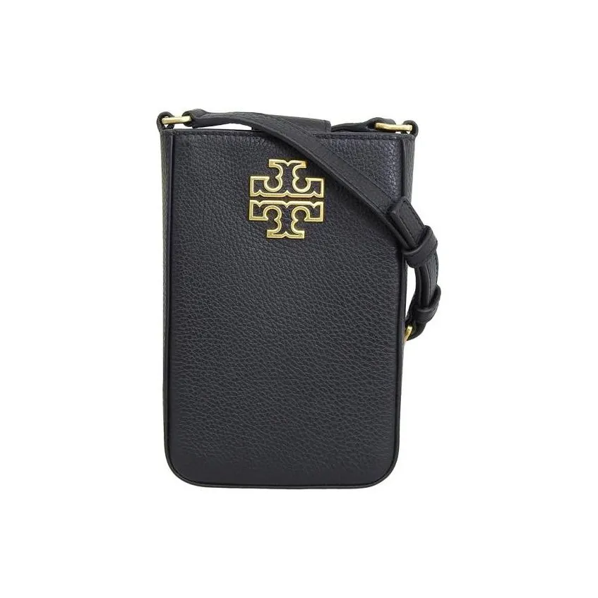 TORY BURCH Grained Leather Cell Phone Pouch, Shoulder Bag, Crossbody Bag Small Size Women's Black