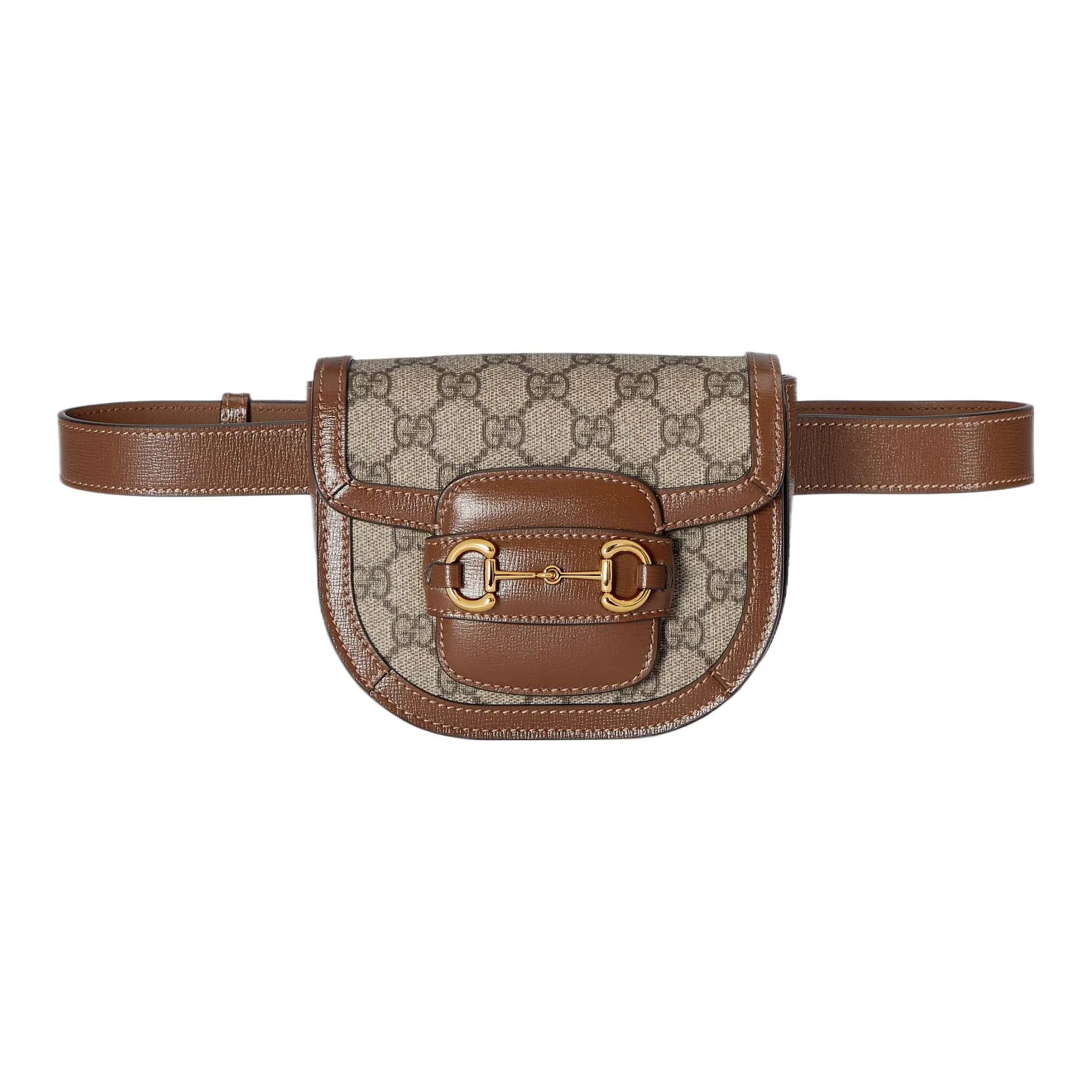 GUCCI Horsebit 1955 Canvas With Leather Fanny Pack Regular Women's Beige & Ebony